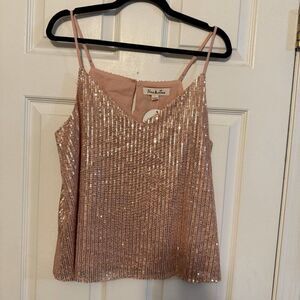 Vine & Love Light Pink Sequin Tank Top – Size Medium, NWT, Sparkly Blouse